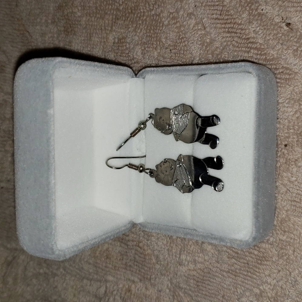 Handmade  Silver Winnie-the-Pooh dangle earrings